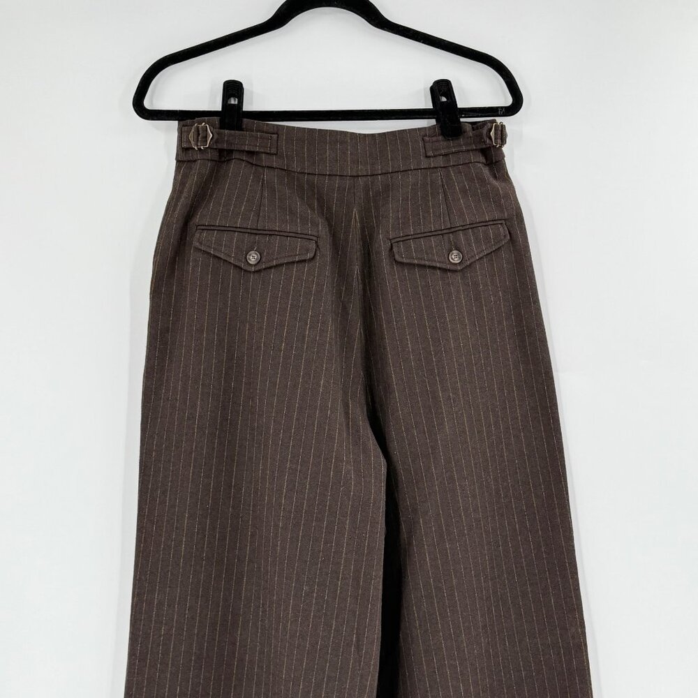 Vanessa Bruno Brown Pinstripe Wide-Leg Trousers Size 40 Wool Viscose Blend Women - Picture 15 of 16